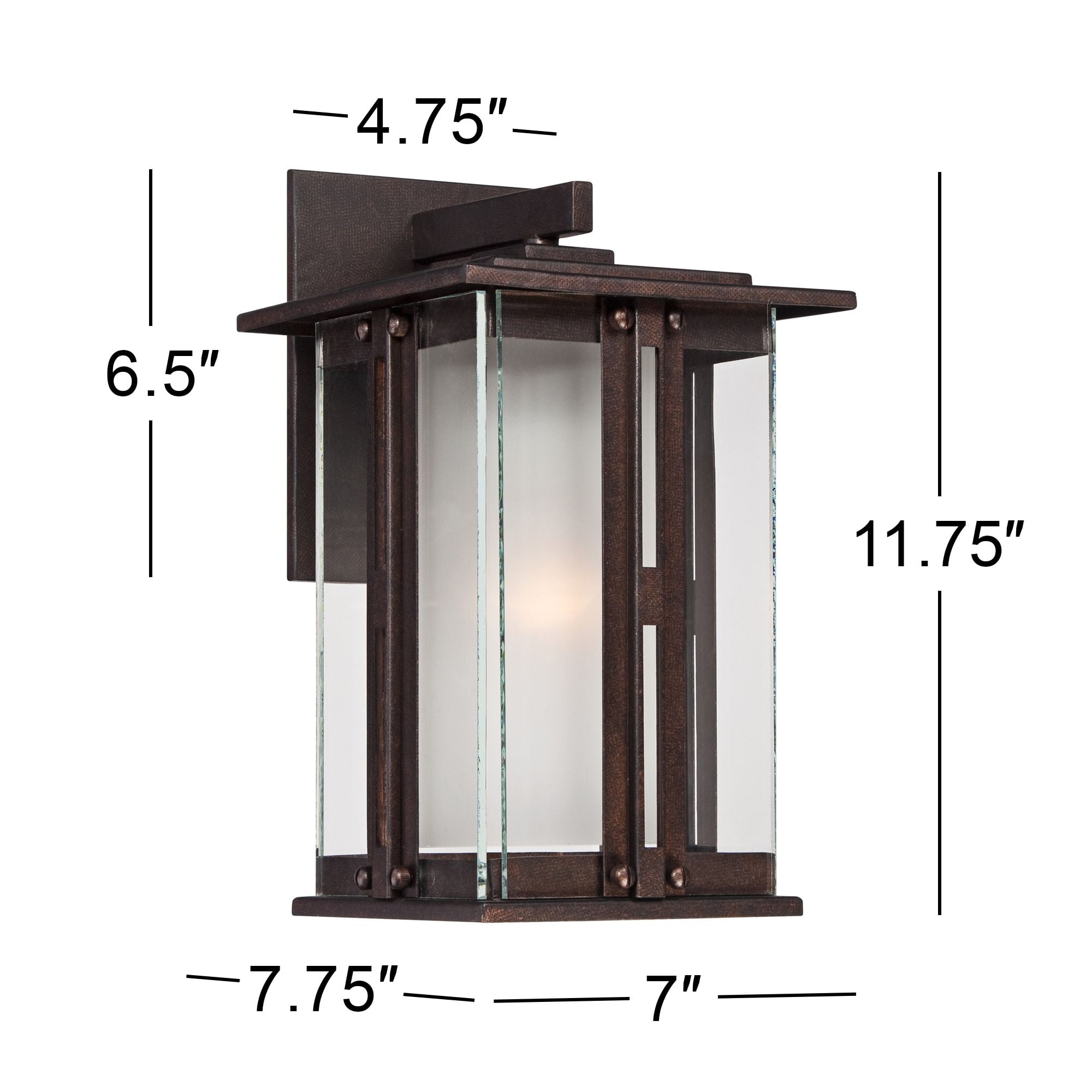 Franklin Iron Works Fallbrook Collection Rustic Farmhouse Outdoor Wall Light Fixtures Set of 2 Bronze 11 3/4" Clear Frosted Double Glass for Exterior