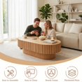 thumbnail image 2 of Miniyam Oval Wood Coffee Table with Fluted Design, Natural Finish Modern Center Table for Living Room, Apartment or Office, 2 of 8