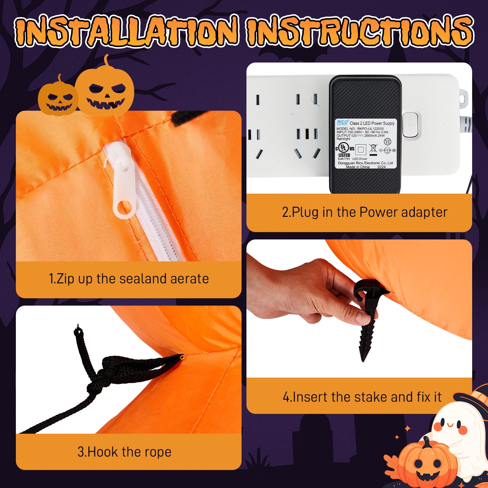 9FT Halloween Inflatable Stacked Pumpkins, Blow up 6 Pumpkins Inflatable with Built-in LED Lights Outdoor Decorations Large Party Yard Decoration
