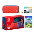thumbnail image 1 of 2021 New Nintendo Switch Mario Red & Blue Limited Edition with Mario Iconography Carrying Case and Screen Protector Bundle With Legend of Zelda Link's Awakening And Mytrix Accessories, 1 of 9