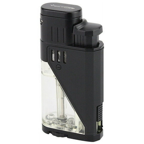 Black Rubber Matte Vector Twister Dual Flame Jet Torch Cigar Butane Lighter 9311