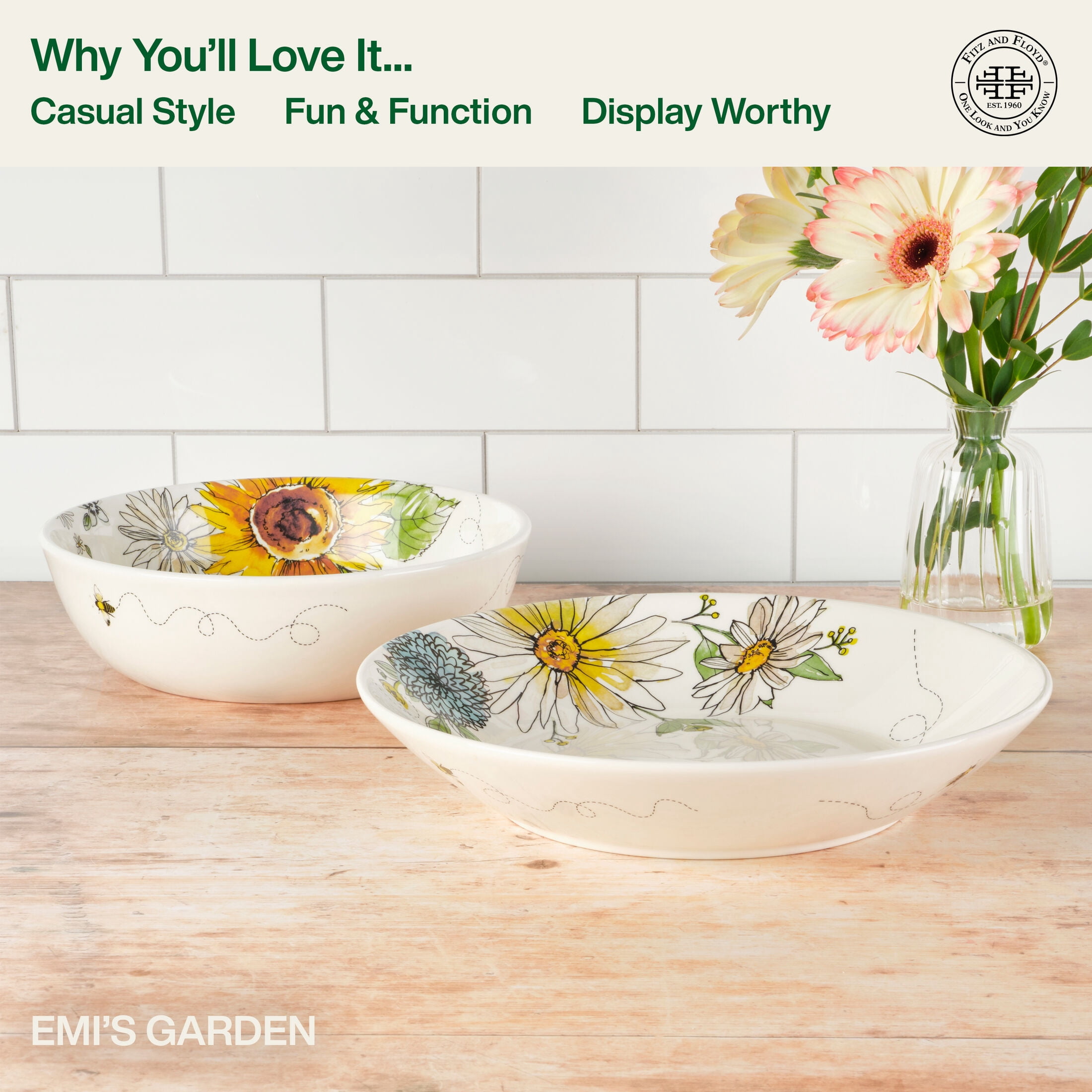 Fitz and Floyd Emis Garden Serve Bowls (Set of 2)