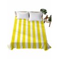 thumbnail image 2 of Queen Flat Sheet Only Minimalist Modern Yellow White Stripe Soft Microfiber Cooling Bedding Sheets Simple Line Texture Flat Bed Sheet, 2 of 9