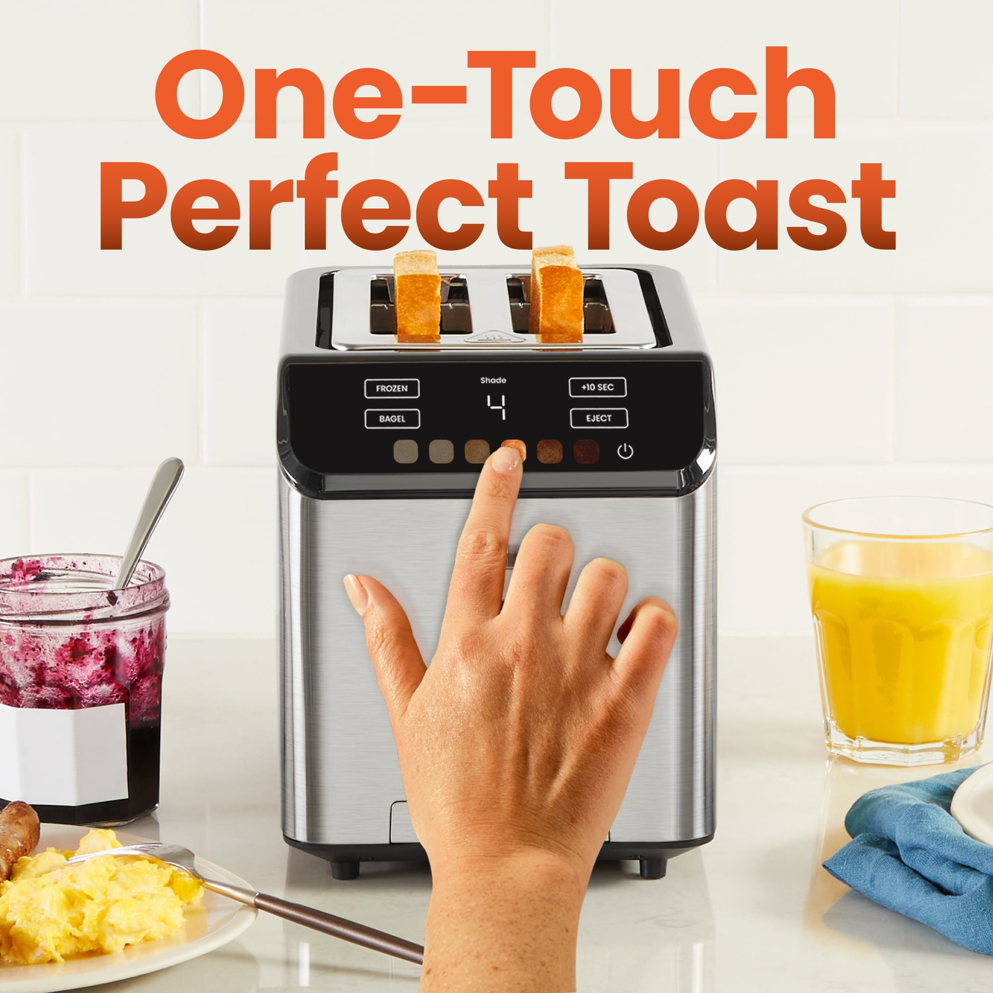Chefman Smart Touch 2 Slice Digital Toaster with 6 Touchscreen Shade Settings – Stainless Steel