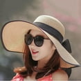 thumbnail image 3 of Prolriy Sun Hats for Women, Women Big Brim Hat Sun Floppy Wide Brim Hats Bowknot Folding Beach Cap Beach Hats for Women Coffee One Size, 3 of 3