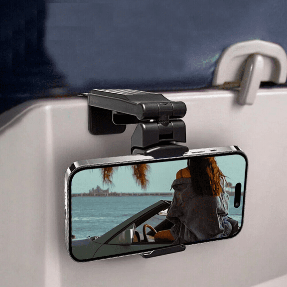 Airplane Phone Holder for Travel - 360° Rotation Adjustable Mount, In-Flight Hands-Free Viewing for iPhone & Samsung, Seatback Tray Table Clip