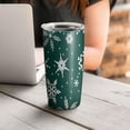 thumbnail image 4 of 20oz Tumblers Green Christmas Snowflake Pattern Stainless Steel Vacuum Insulated Double Wall Travel Tumbler Cups Mug with Lid and Straw,Cleaning Brush for Cold & Hot Drinks, 4 of 7