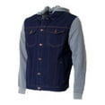 thumbnail image 2 of Men's Jean Jacket Hoodie Denim Cotton Long Sleeve Hybrid Hooded Trucker Jacket, Denim Blue, L, 2 of 2