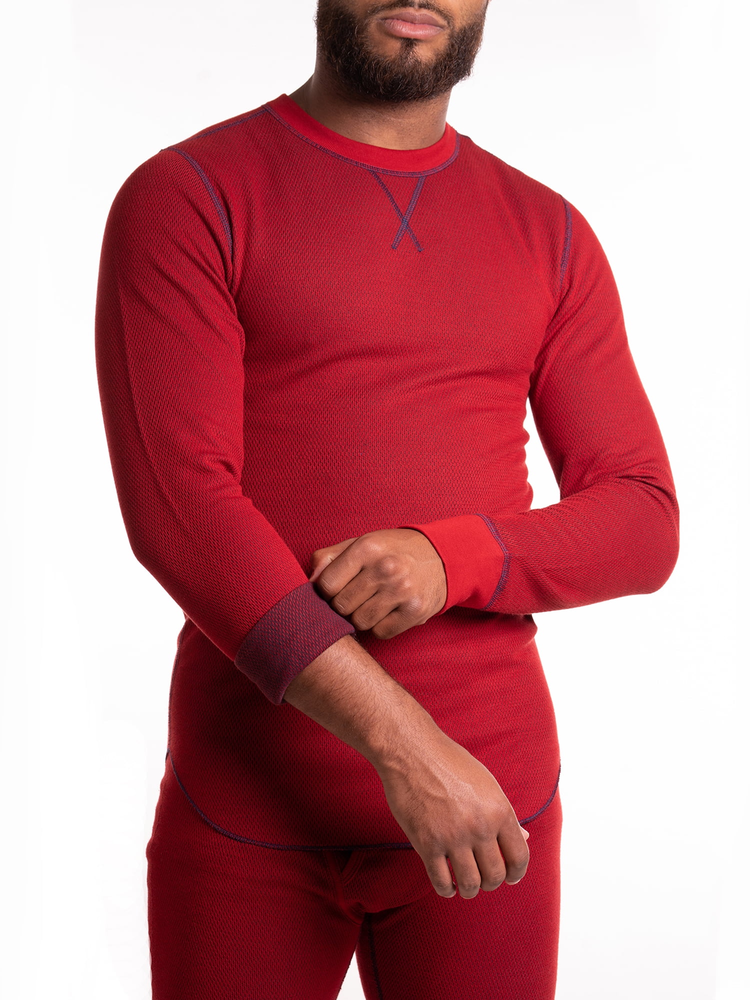 Hanes men's thermal raschel reversible crew top Clearance