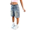thumbnail image 2 of ZOYOEN Girls Jean Shorts with Pockets- Stretch Elastic Waist Casual Trendy Kids Denim Shorts Blue Size 5-14, 2 of 8