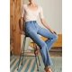 thumbnail image 4 of Vaqueros Astylish de pierna ancha para mujer, cintura alta, talla 12, azul, 4 of 6