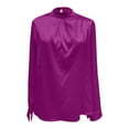 thumbnail image 4 of Women'S Clothing, Women'S Tops, Trendy Women's Satin Long Sleeve Stand Collar Blouse Top for Versatile Casual and Formal Occasions, 4 of 5