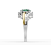 OMRE 925 Sterling Silver and 10K Yellow Gold Genuine Emerald and May Birthstone Ring Women