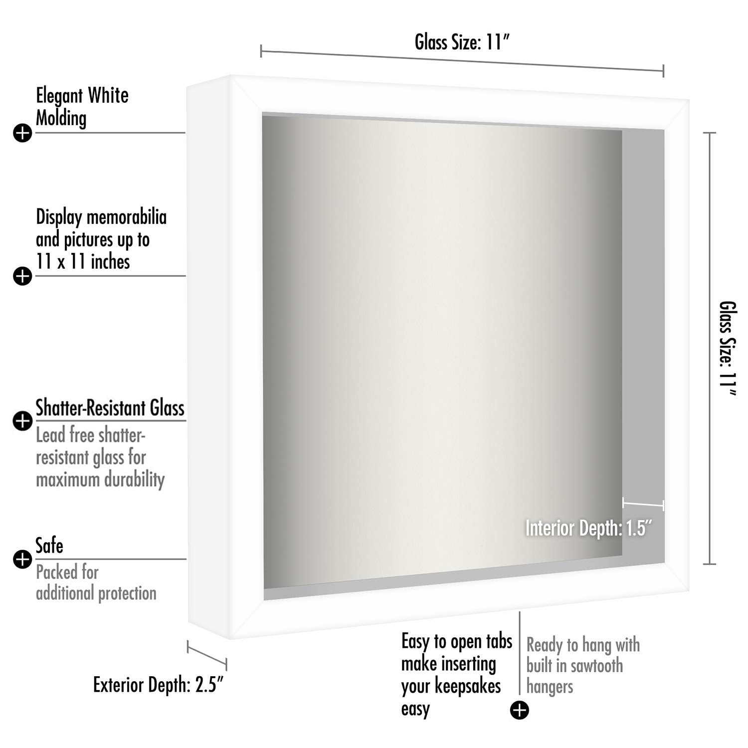 Americanflat 11x11 Shadow Box Frame, White