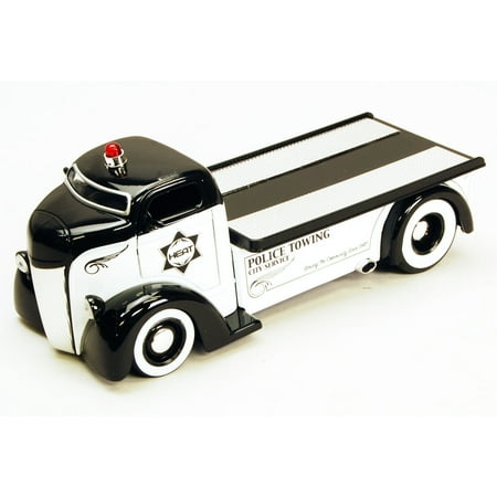 1947 Ford COE Flatbed Police Towing Truck, White & Black - Jada Toys Heat 96284 - 1/24 scale Diecast Model Toy Car