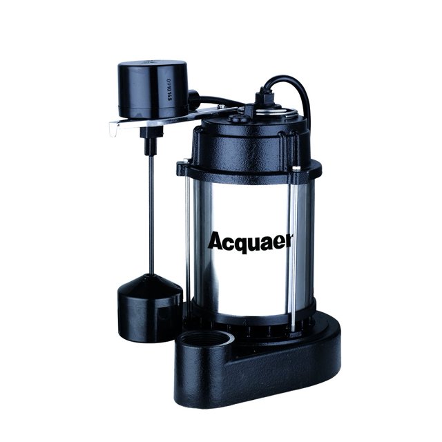 Acquaer 1/2 HP Submersible Sump Pump With Stainless Steel Motor Shell and Cast Iron Pump Base, Model: SUS050-V