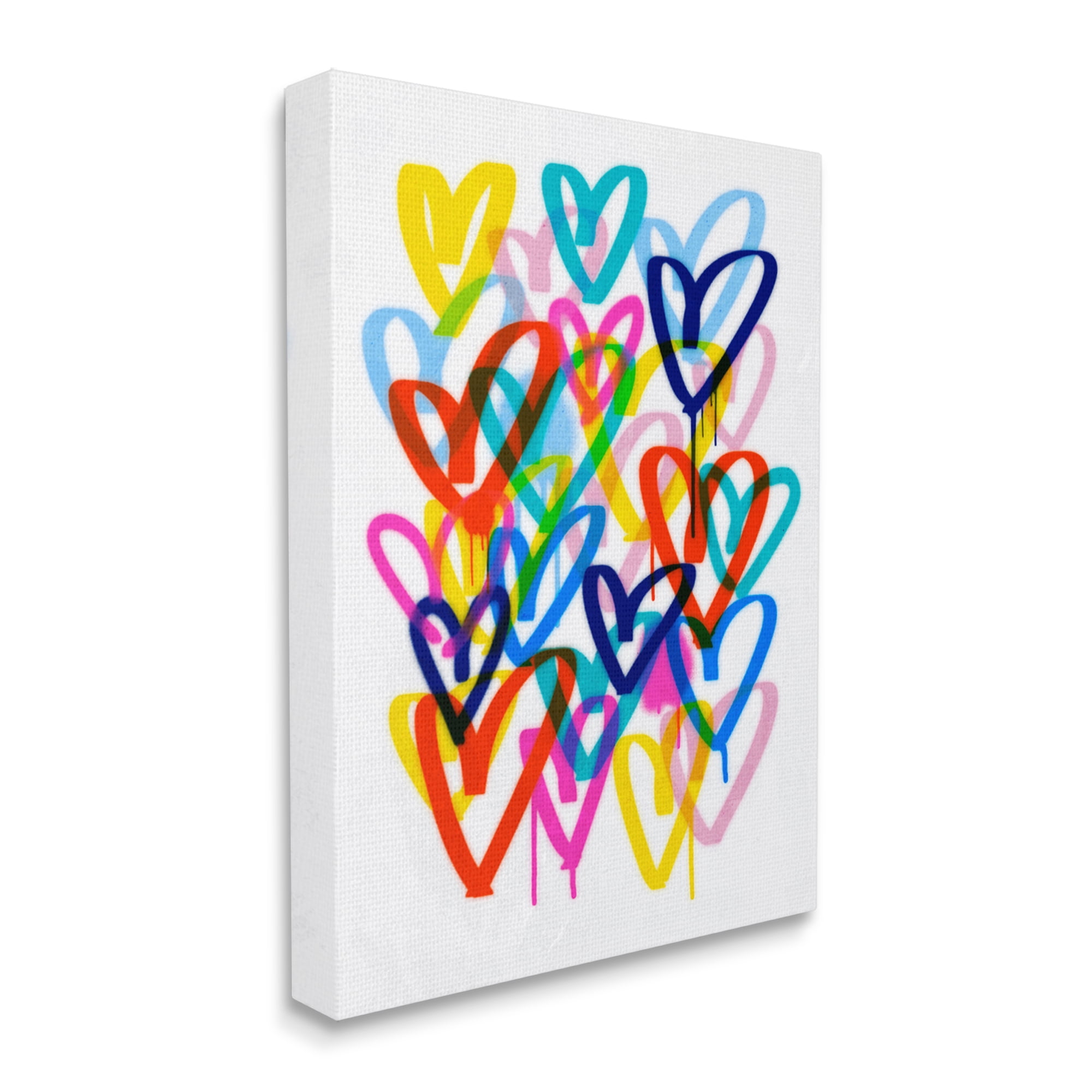 Stupell Industries Modern Urban Hearts Abstract Painting Gallery Wrapped Canvas Art Print Wall Art, 36 x 48