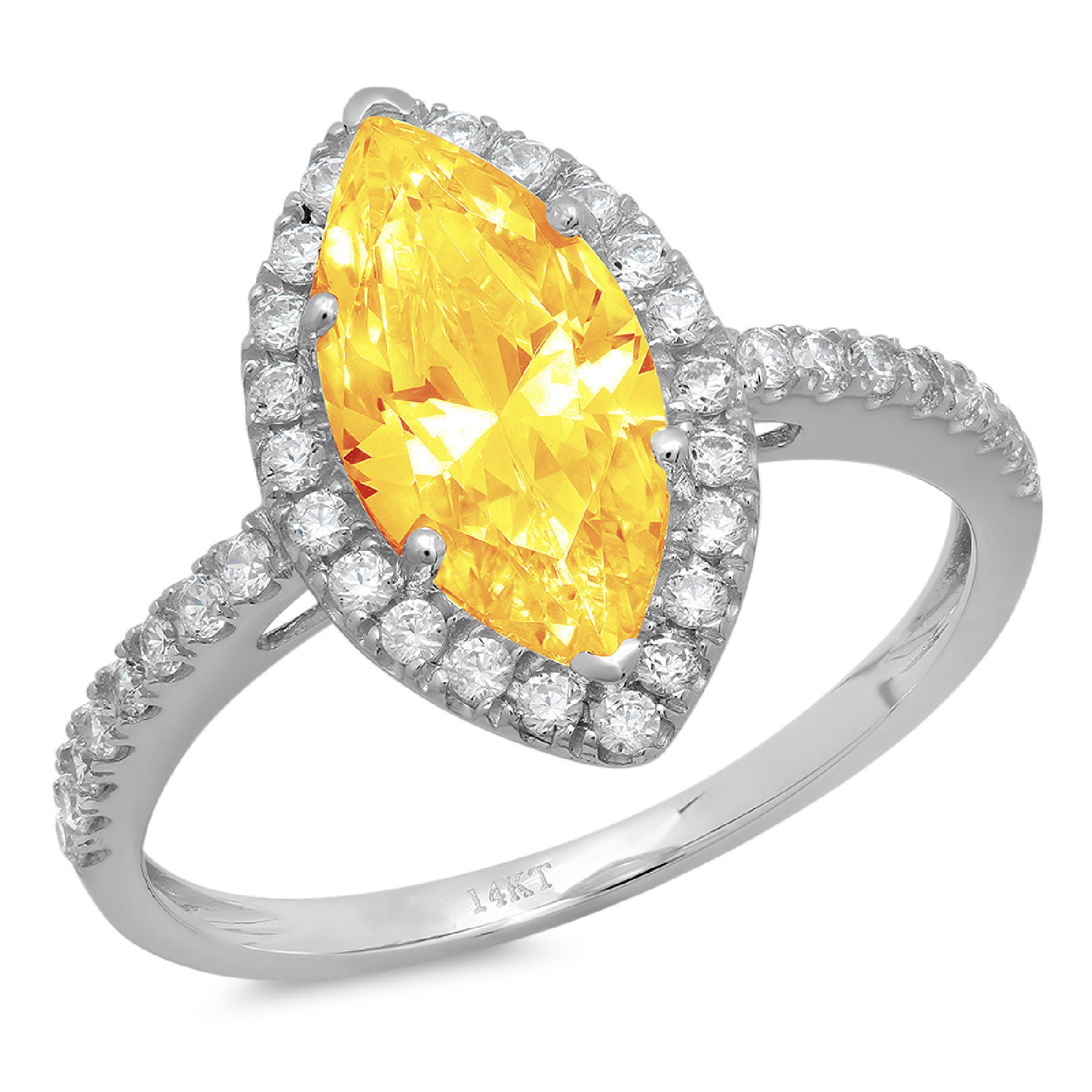 2.38ct Marquise Cut Halo Anniversary Engagement Bridal Ring Real 14k Yellow Gold 