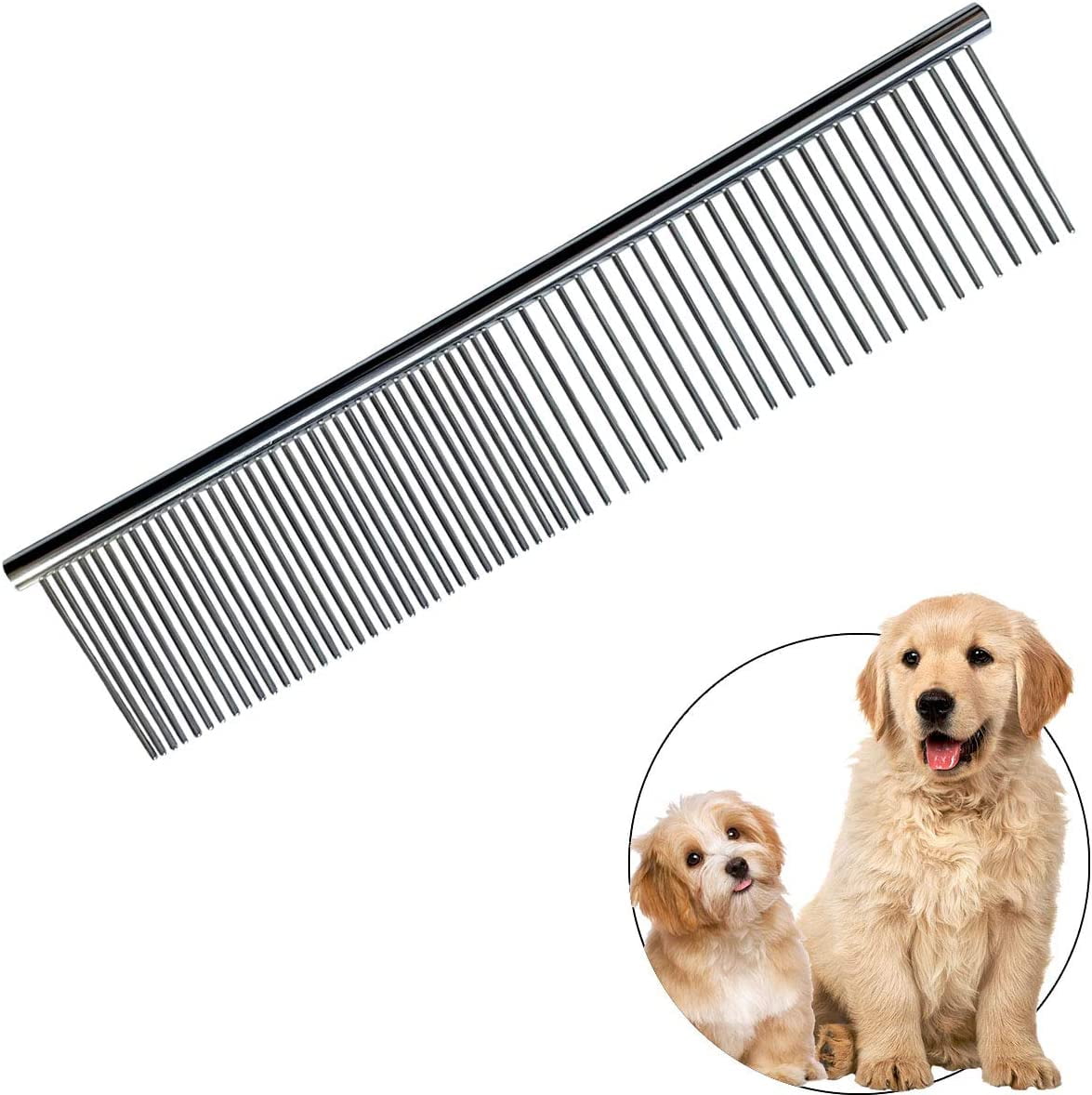 Pet Steel Comb Stainless Steel Grooming Comb with Rounded Ends Steel Combs for Dog Cat Steel