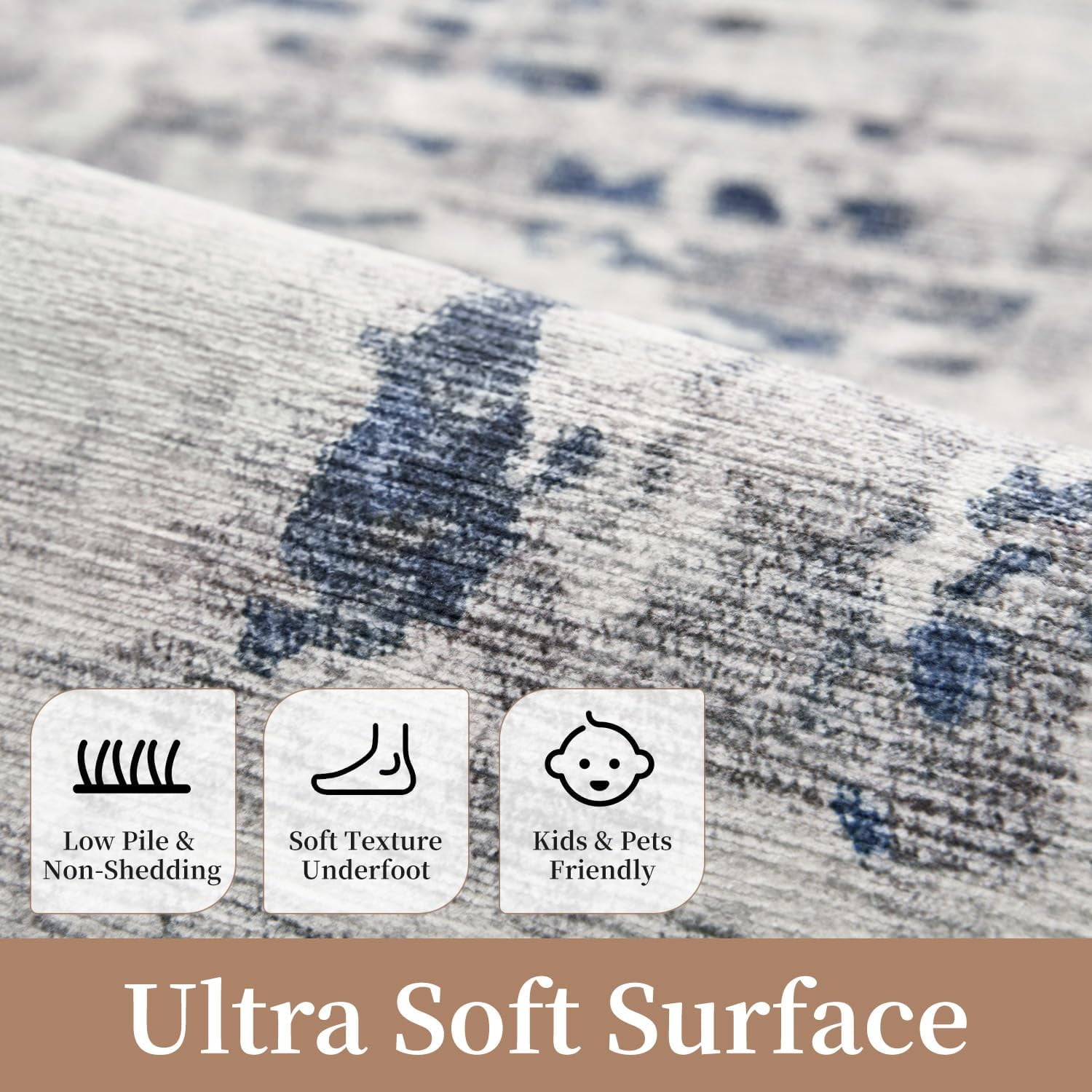 SIXHOME 6'x9' Area Rugs for Living Room Modern Abstract Area Rugs Machine Washable Rugs Soft Neutral Carpet Rugs for Bedroom Dining Room Office Playroom Aesthetic Home Decor Non Slip Rug Navy Blue