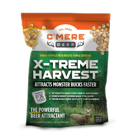 C'Mere Deer X-Treme Harvest Deer Attractant, 5.5 lb Bag – Roasted Corn   Soybeans   FX500® Formula