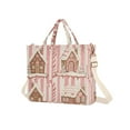 thumbnail image 7 of FORMRS Womens Corduroy Tote Bag Crossbody Shoulder Handbag with Pocket, Pink Candy House, 7 of 7