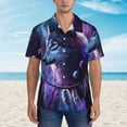 thumbnail image 2 of Balery Feathered Wolf Camisas hawaianas de manga corta para hombre, camisas playeras de corte holgado, camisas de vacaciones con botones,Small, 2 of 7
