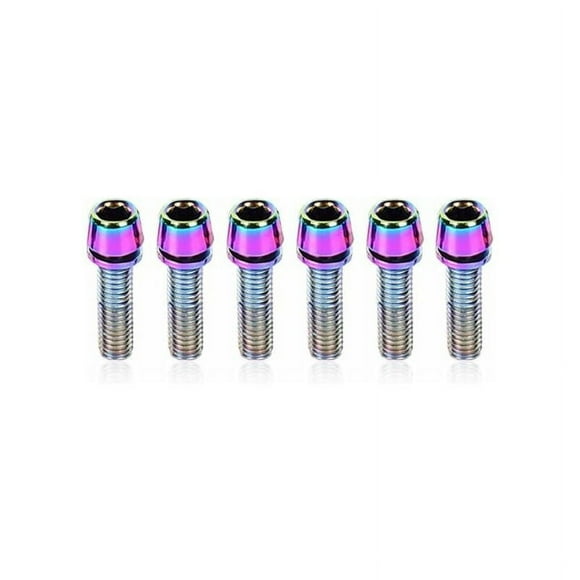 6 Pcs M6x18 Bicycle Stem Bolts,Titanium Bicycle Stem Bolts Cone Head Screw with Washer for Mountain Bike