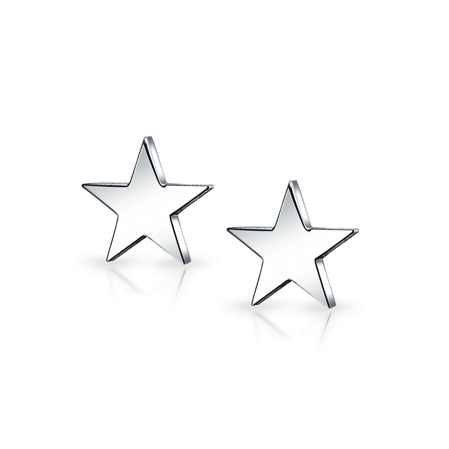 Personalize Simple Patriotic Celestial Star Stud Earrings For Men And Women Black Polished Finish Stainless Steel 10MM