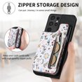 thumbnail image 6 of Nalacover Case for Samsung Galaxy S21 Ultra Wallet Case with Card Slots Zipper Pocket, Floral Pattern PU Leather Flip Kickstand Cover for Women Girls, RFID Blocking Shockproof Case, Black, 6 of 9