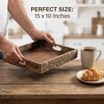 thumbnail image 3 of STORE INDYA Hand Crafted Vintage Wooden Serving Tray with Handle for Kitchen Dining. Serve-Ware Accessories | 15 x 10 Inches, 3 of 7
