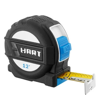HART 12-Foot Soft Grip Compact Tape Measure, Oversized Hook