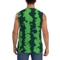 thumbnail image 4 of Lsque Green Stripes Of Watermelon Print Men's Cotton Blend Sleeveless Muscle Shirts (S-3XL)- Moisture Wicking, Odor Protection, UPF 30+,Small, 4 of 8