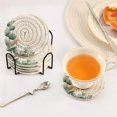 thumbnail image 7 of 6 Pcs Drink Coasters with Holder 3.94in Woven Coasters for Drinks Eucalyptus Leaves and Little Bird Coaster Set for Protection Table, 7 of 7
