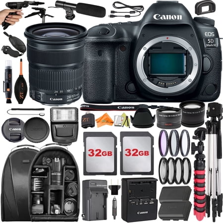Canon EOS 5D Mark IV DSLR Camera with 24-105mm Lens + 32GB + Backpack Case + Telephoto + ZeeTech Accessory Bundle (International Version)