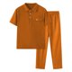 thumbnail image 4 of Conjunto de dos piezas Cagnkofi para hombre, transpirable, de verano, informal, de manga corta y pantalón largo, chándal de color liso., 4 of 5