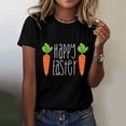 thumbnail image 2 of Uooqdmx Graphic Tees Women, Short Sleeve Shirts for Women, Easter Shirts for Women, Happy Easter Letter Carrot Print T Shirt, Oversized Shirts for Women, Black 1 L, 2 of 5