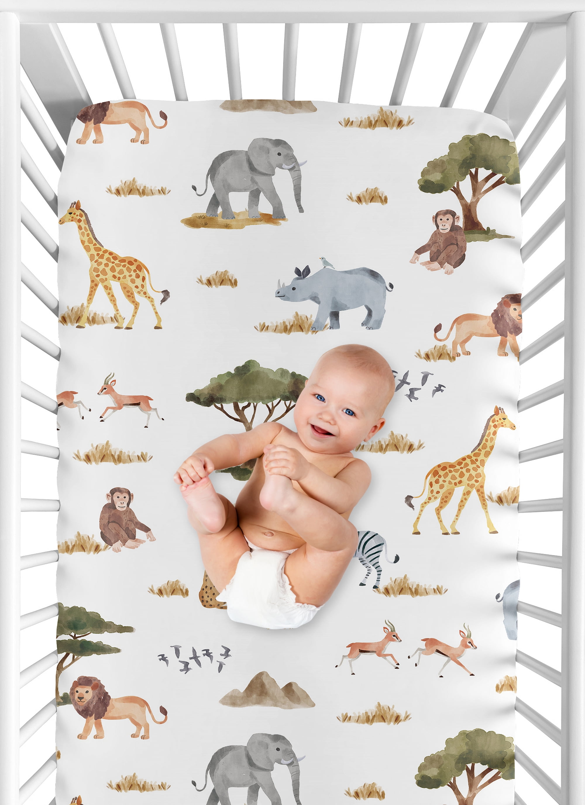 Sweet Jojo Designs Jungle Multicolor Fitted Crib Sheet
