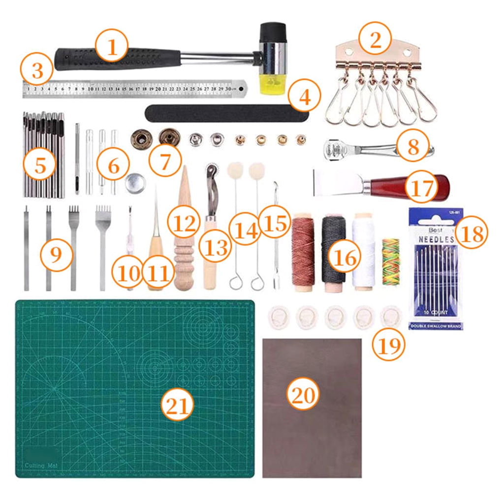 ZPAQI 69 Pieces/Set Leather Craft Working Tools Stitching Punching Engraving Tools Useful Leathercraft Equipment Accessories
