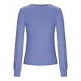 thumbnail image 5 of Yxbdin Puff Long Sleeve Blouses for Women Solid Deep V Neck Shirts Dressy Casual Slim Fit Tops Spring Going Out Outfits Blue S, 5 of 5