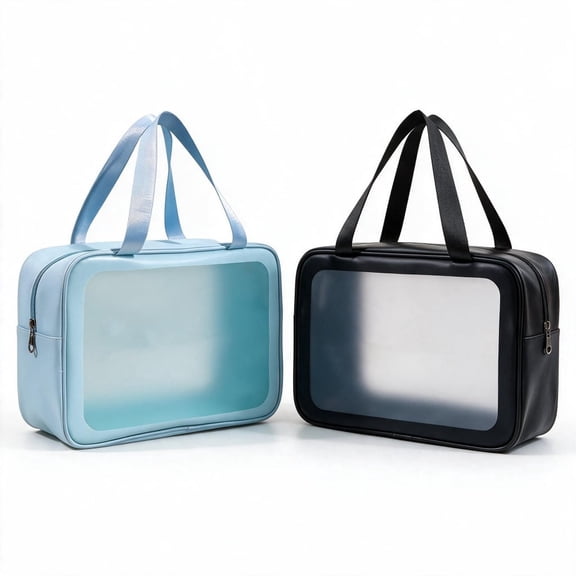 2Pcs Travel Toiletry Bag for Women and Men, Matte Translucent Toiletry Bag with Handy Handle, Makeup Cosmetic Organizer Bag for Travel Toiletries Accessories
