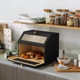 thumbnail image 5 of MROJISC 15" Double Wooden Layer Bread Box ,Corner Bread Box for Kitchen ,Large Storage Box, Black, 5 of 7