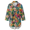 thumbnail image 4 of Xoenoiee Tropical Plumeria Flower Palm Leaves Print Women's Swimsuit Coverup Button Down Beach Cover Ups Shirt Dress Summer Casual Oversized Vacation Swimwear with Pocket, Size XL, 4 of 7