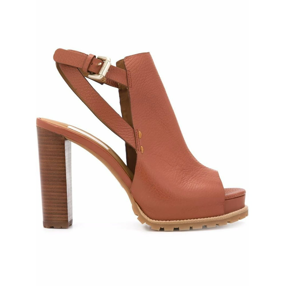 Chloe - See by Chloe Brown Leather Chunky Heel Sandals (40) - Walmart ...
