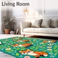 thumbnail image 2 of ODIKA 8'x10' Machine Washable Non-Slip Area Rug, Enchanted Woodland Gathering with Cute Forest Creatures and Botanical Swirls High Traffic Rug with Pad, Orange, 681526, 2 of 8