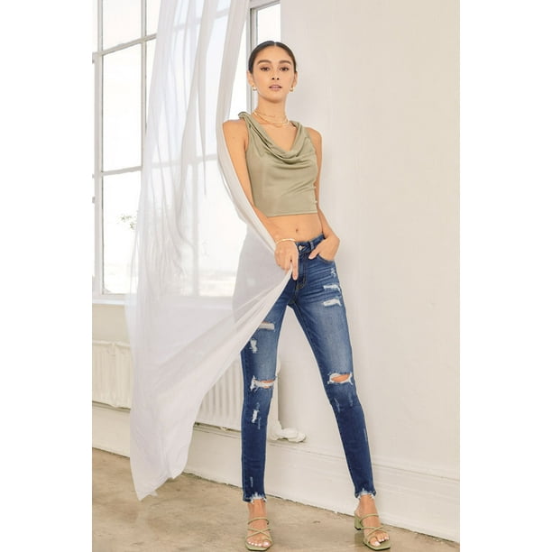 White distressed hotsell kancan jeans