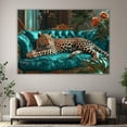 thumbnail image 6 of Mudket Leopard on Luxury Teal Velvet Sofa Framed Canvas Wall Art, Vintage Floral Jungle Animal Wall Art for Women Living Room, Bedroom, Office Decor, Ready to Hang-18"L x 12"W, 6 of 10