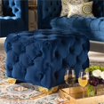 thumbnail image 4 of Baxton Studio Avara Modern Tufted Velvet Ottoman in Royal Blue and Gold, 4 of 7
