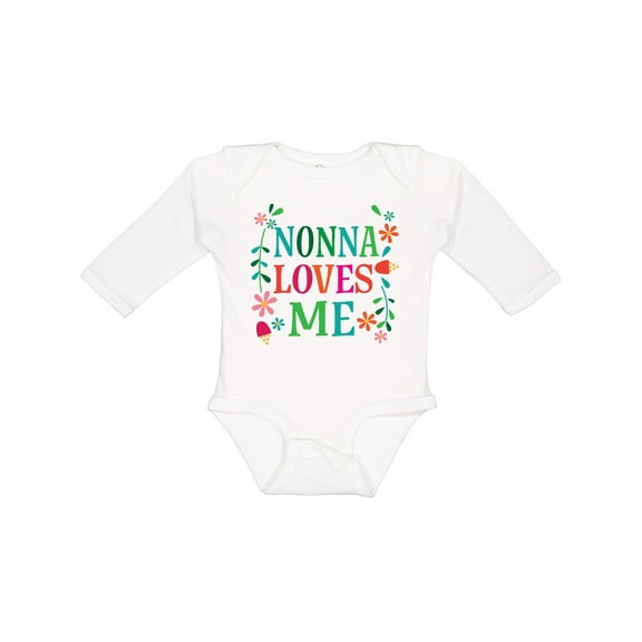 Inktastic Nonna Loves Me Granddaughter Girls Long Sleeve Baby Bodysuit