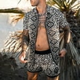 thumbnail image 6 of Men Hawaiian 2Pcs Sets Summer 3D Print Short Sleeve Shirt Beach Button Shorts Streetwear Shirt Holiday Men‘s Two Piece Suit, 6 of 7